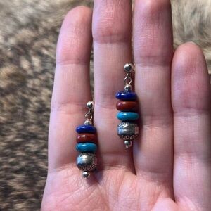 Sterling silver southwestern beaded drop earrings